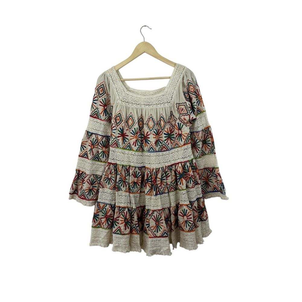 Calypso St Barth Small Mini Dress Embroidered Lace Boho Bohemian Womens